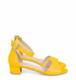 GINA - żółte sandałki na niskim obcasie