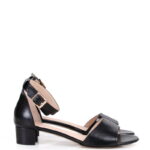 GINA - czarne sandałki na niskim obcasie