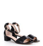 GINA - czarne sandałki na niskim obcasie - obrazek 3