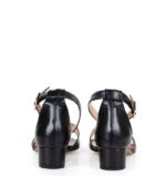 GINA - czarne sandałki na niskim obcasie - obrazek 5