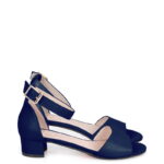 GINA - Granatowe sandałki na niskim obcasie