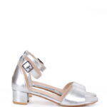 GINA - srebrne sandałki skóra licowa