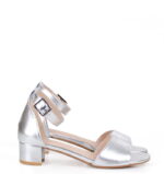 GINA - srebrne sandałki skóra licowa