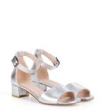 GINA - srebrne sandałki skóra licowa - obrazek 3