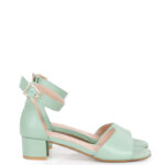 GINA - zielone miętowe sandałki na niskim obcasie