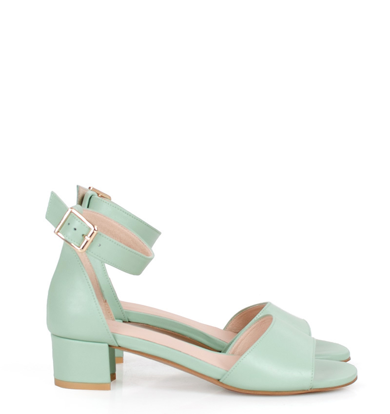 Gina-zielne01.jpg GINA - zielone miętowe sandałki na niskim obcasie - obrazek 1