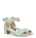 GINA - zielone miętowe sandałki na niskim obcasie - obrazek 3