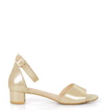 GINA - złote sandałki na niskim obcasie - obrazek 2