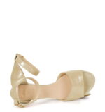 GINA - złote sandałki na niskim obcasie - obrazek 6