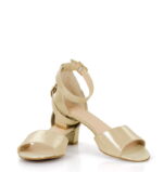 GINA - złote sandałki na niskim obcasie - obrazek 5