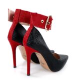 GLORIA - Czarne szpilki z czerwonym paskiem - obrazek 2