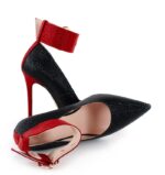 GLORIA - Czarne szpilki z czerwonym paskiem - obrazek 6