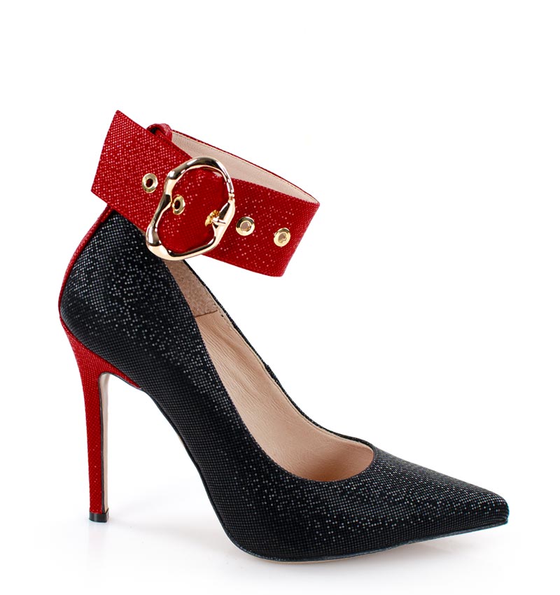 Gloria-black-red08.jpg GLORIA - Czarne szpilki z czerwonym paskiem - obrazek 1