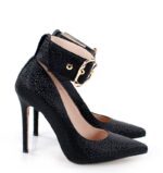 GLORIA - Czarne szpilki z szerokim paskiem - obrazek 4