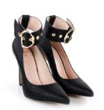 GLORIA - Czarne szpilki z szerokim paskiem - obrazek 2