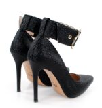 GLORIA - Czarne szpilki z szerokim paskiem - obrazek 3