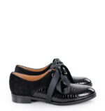 HELLEN - czarne półbuty sznurowane z lakierowanym przodem - obrazek 3