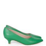 JESSICA - Zielone szpilki niski obcas licowa skóra