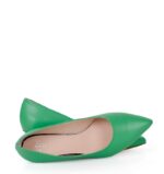 JESSICA - Zielone szpilki niski obcas licowa skóra - obrazek 5