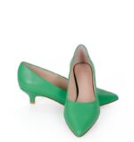 JESSICA - Zielone szpilki niski obcas licowa skóra - obrazek 6