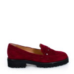 JOANNA - Bordowe półbuty mokasyny na traperku