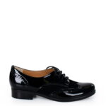 JODIE - Czarne półbuty damskie sznurowane lakierki