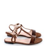 JANET- sandały na płaskim obcasie ciemno brązowe