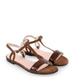 JANET- sandały na płaskim obcasie ciemno brązowe - obrazek 2