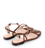 JANET- sandały na płaskim obcasie ciemno brązowe - obrazek 4