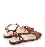 JANET- sandały na płaskim obcasie brązowe - obrazek 4