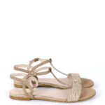 JANET- sandały na płaskim obcasie beżowe