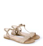 JANET- sandały na płaskim obcasie beżowe - obrazek 2
