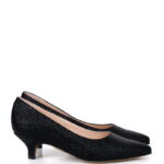 JESSICA - Błyszczące, czarne czółenka na niskim obcasie