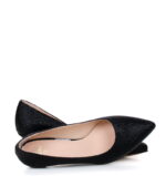 JESSICA - Błyszczące, czarne czółenka na niskim obcasie - obrazek 4