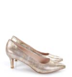 JOAN - Beżowo złote szpilki, skóra jaszczurki - obrazek 2