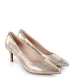 JOAN - Beżowo złote szpilki, skóra jaszczurki - obrazek 3