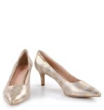 JOAN - Beżowo złote szpilki, skóra jaszczurki - obrazek 7