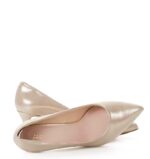 JOAN - Złote szpilki satynowane średni obcas - obrazek 4