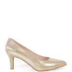 JOAN - Złote szpilki gładkie średni obcas