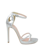 KIM - Srebrne wysokie sandałki na platformie
