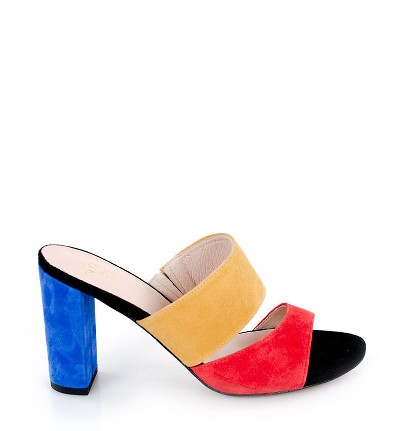 Klapki-Luna-na-slupku-kolorowe-02.jpg LUNA - Kolorowe klapki na słupku zamszowa skóra - obrazek 1