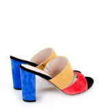 LUNA - Kolorowe klapki na słupku zamszowa skóra - obrazek 5