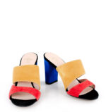 LUNA - Kolorowe klapki na słupku zamszowa skóra - obrazek 7