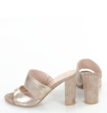 LUNA - Złote klapki na słupku skóra naturalna - obrazek 3