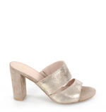 LUNA - Złote klapki na słupku skóra naturalna