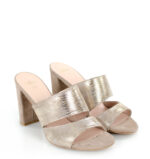 LUNA - Złote klapki na słupku skóra naturalna - obrazek 5