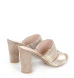 LUNA - Złote klapki na słupku skóra naturalna - obrazek 6