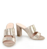 LUNA - Złote klapki na słupku skóra naturalna - obrazek 2