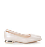 KORA - beżowe baleriny perłowa skóra na płaskim obcasie