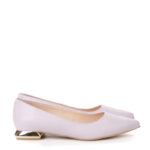 KORA - jasnofioletowe baleriny licowa skóra na płaskim obcasie